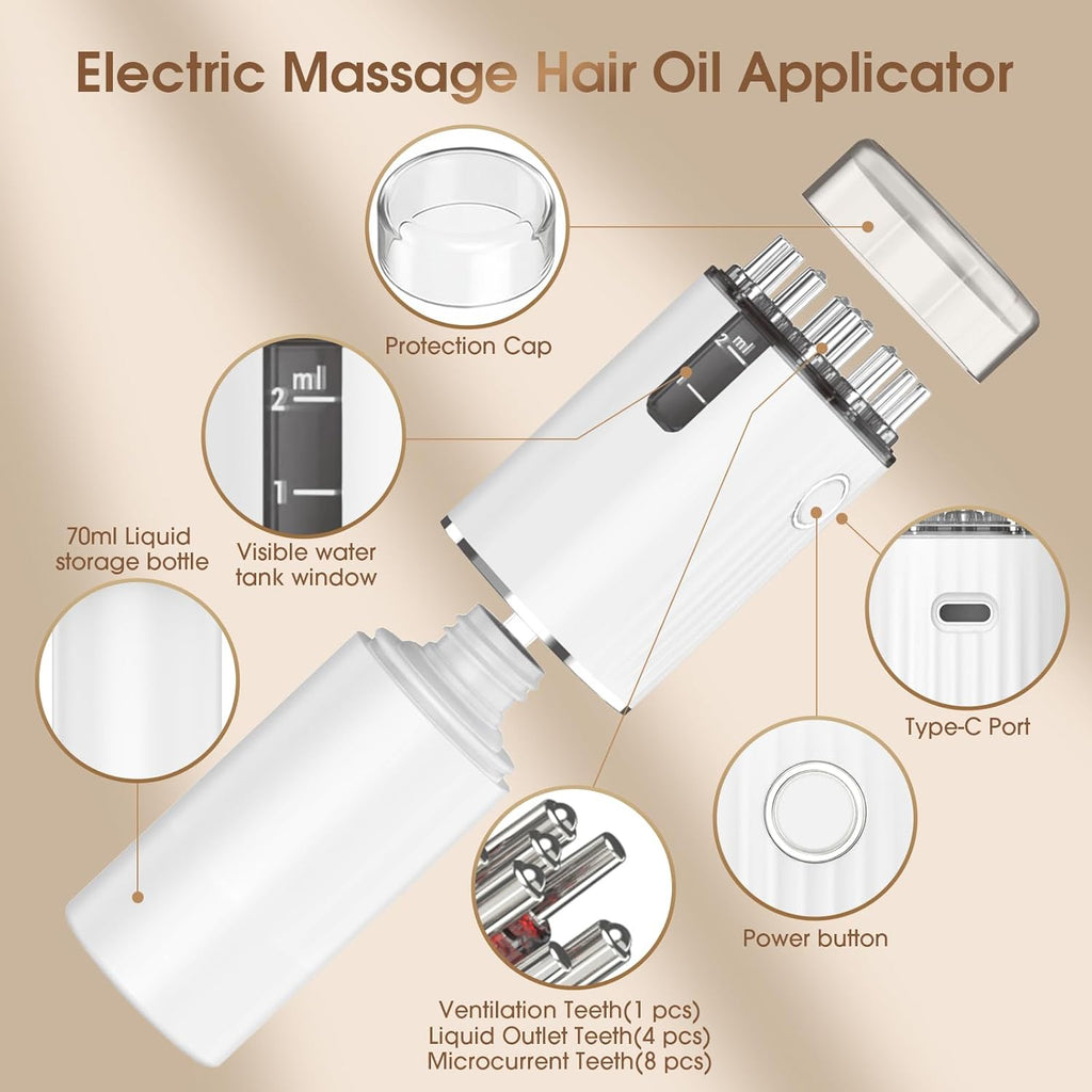 Renergy Electric Hair Oil Applicator for Scalp, Red Light Therapy Direct Brush with Vibration & Microcurrent, Minoxidil Applicator Tool, Serum Dispenser, Electric Scalp Massager Comb for Hair Growth